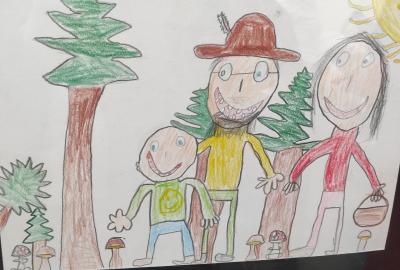 Ondra na houbách s babičkou a dědou